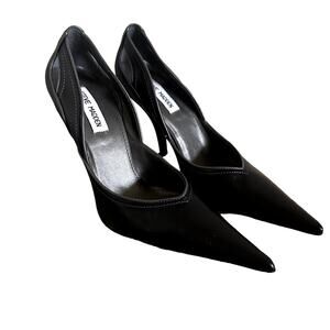 Steve Madden Black Leather Pointed Toe Liquid Style Heel size 8.5